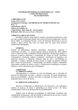 Alfabetização - Teoria e Prática II