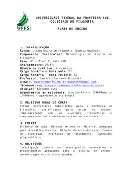Metodologia do Ensino de Filosofia