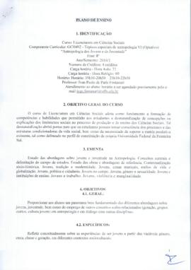 Tópicos Especiais em Antropologia IV - Optativa