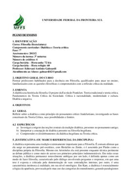 Dialética e Teoria Crítica