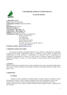 Geometria Analítica - Turma especial