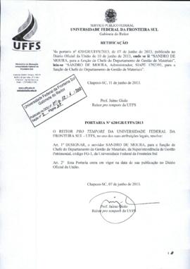 Portaria 620-GR-2013 Retificação
