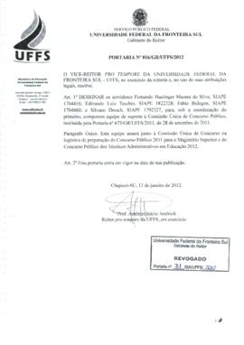 Portaria 016-GR-2012