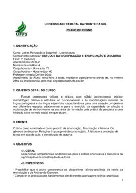 Estudos da Significação II - Enunciação e Discurso