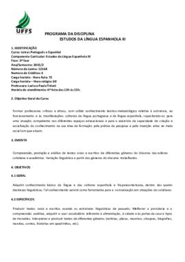 Estudos da Língua Espanhola III