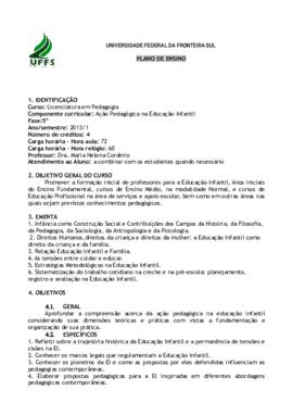 Ação Pedagógica na Educação Infantil II