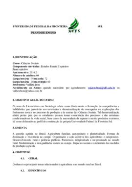 Estudos Rurais II - Optativa