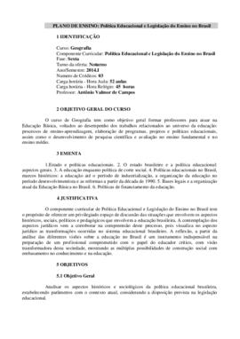 Política Educacional e Legislação do Ensino no Brasil