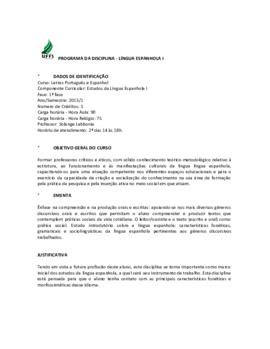 Estudos da Língua Espanhola I