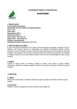 Sistemas de Esgoto - Optativo