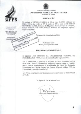 Portaria 427-GR-2013 Retificação