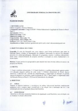 Política Educacional e Legislação do Ensino no Brasil