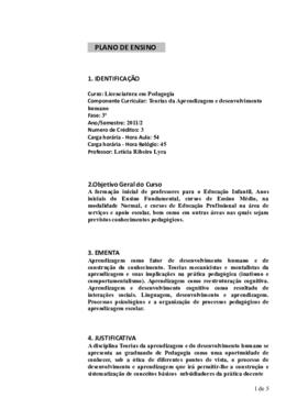 Teorias da Aprendizagem e do Desenvolvimento Humano
