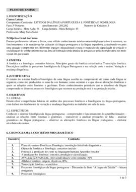 Estudos da Língua Portuguesa I - Fonética e Fonologia