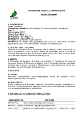 Ensino de Língua Portuguesa - Conteúdo e Metodologia