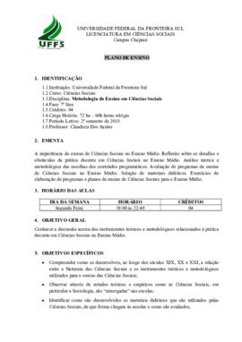 Metodologia do Ensino em Ciências Sociais