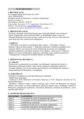 Ensino de Matemática - Conteúdo e Metodologia