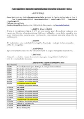 Seminário de Trabalho de Conclusão de Curso II