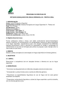 Estudos Avançados em Língua Espanhola III