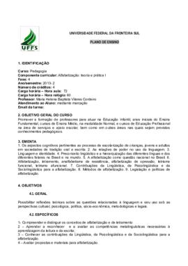 Alfabetização - Teoria e Prática I