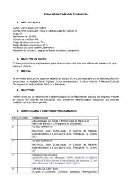 Teoria e Metodologia da História III
