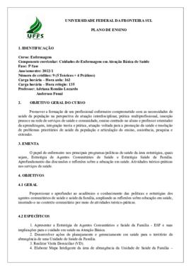 Cuidados de Enfermagem em Atenção Básica de Saúde