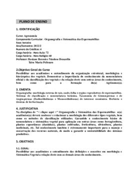 Organografia e Sistemática das Espermatófitas