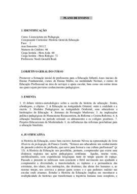 História Geral da Educação