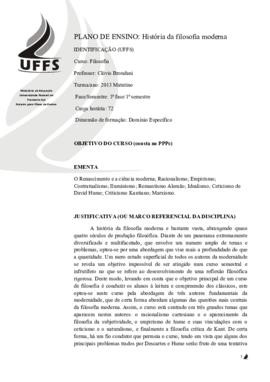 História da Filosofia Moderna