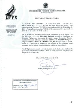 Portaria 580-GR-2012