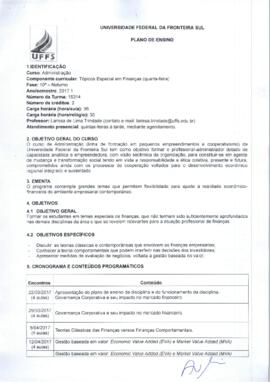 Tópicos Especiais em Finanças