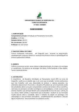 Introdução ao Pensamento Social