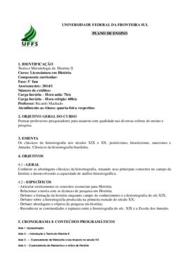 Teoria e Metodologia da História II
