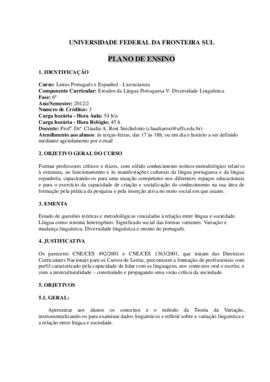 Estudos da Língua Portuguesa V - Diversidade Linguística