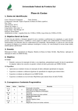Tópicos Especiais em Banco de Dados - Optativa