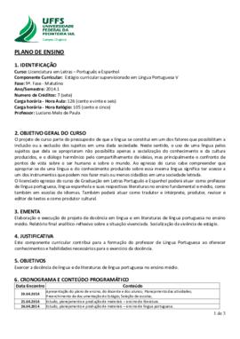 Estágio Curricular Supervisionado em Língua Portuguesa V