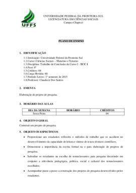 Trabalho de Conclusão de Curso I