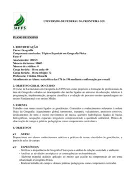 Tópicos Especiais em Geografia Física