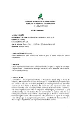 Introdução ao Pensamento Social