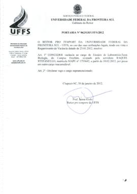 Portaria 062-GR-2012