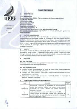 Tópicos Avançados de Administração de Custos