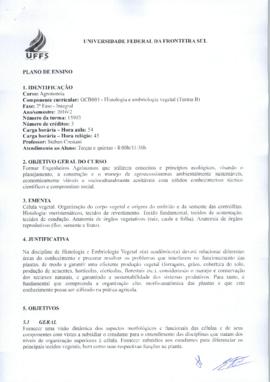 Histologia e Embriologia Vegetal - Turma B