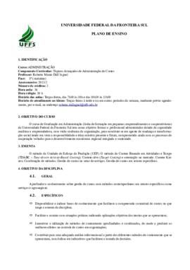 Tópicos Avançados de Administração de Custos