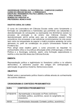 Pensamento Político Liberal e Elitista