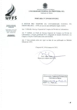Portaria 219-GR-2012