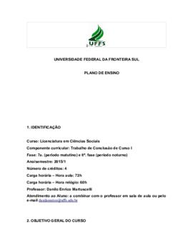 Trabalho de Conclusão de Curso I