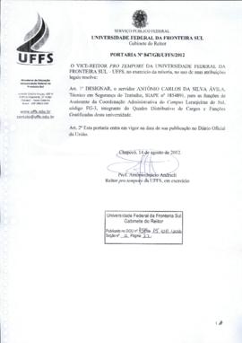 Portaria 847-GR-2012