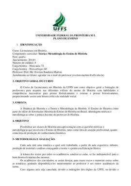 Teoria e Metodologia do Ensino de História