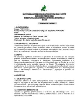 Alfabetização - Teoria e Prática I