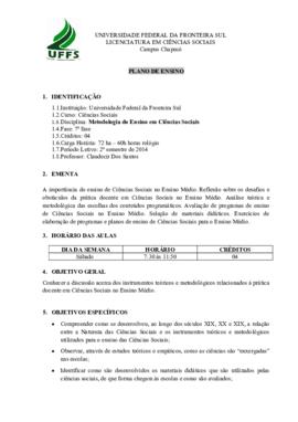 Metodologia do Ensino em Ciências Sociais